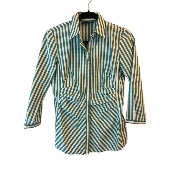 Lafayette 148 button up shirt sz 0 and a pencil skirt sz 2 set career preppy - Picture 2 of 16